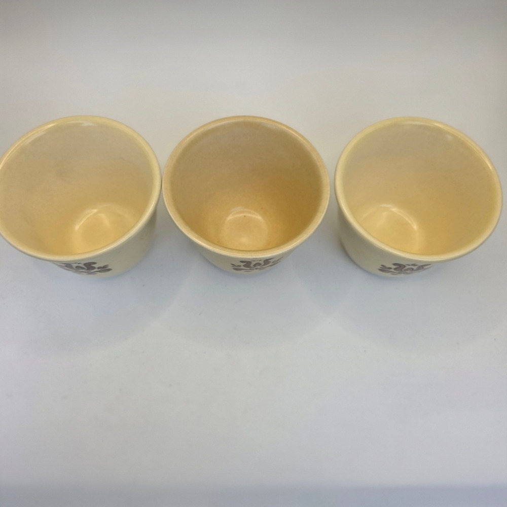 Pfaltzgraff Village Stoneware Custard Cups Ramekins Set of 3 Tan Brown Floral - Picture 2 of 3
